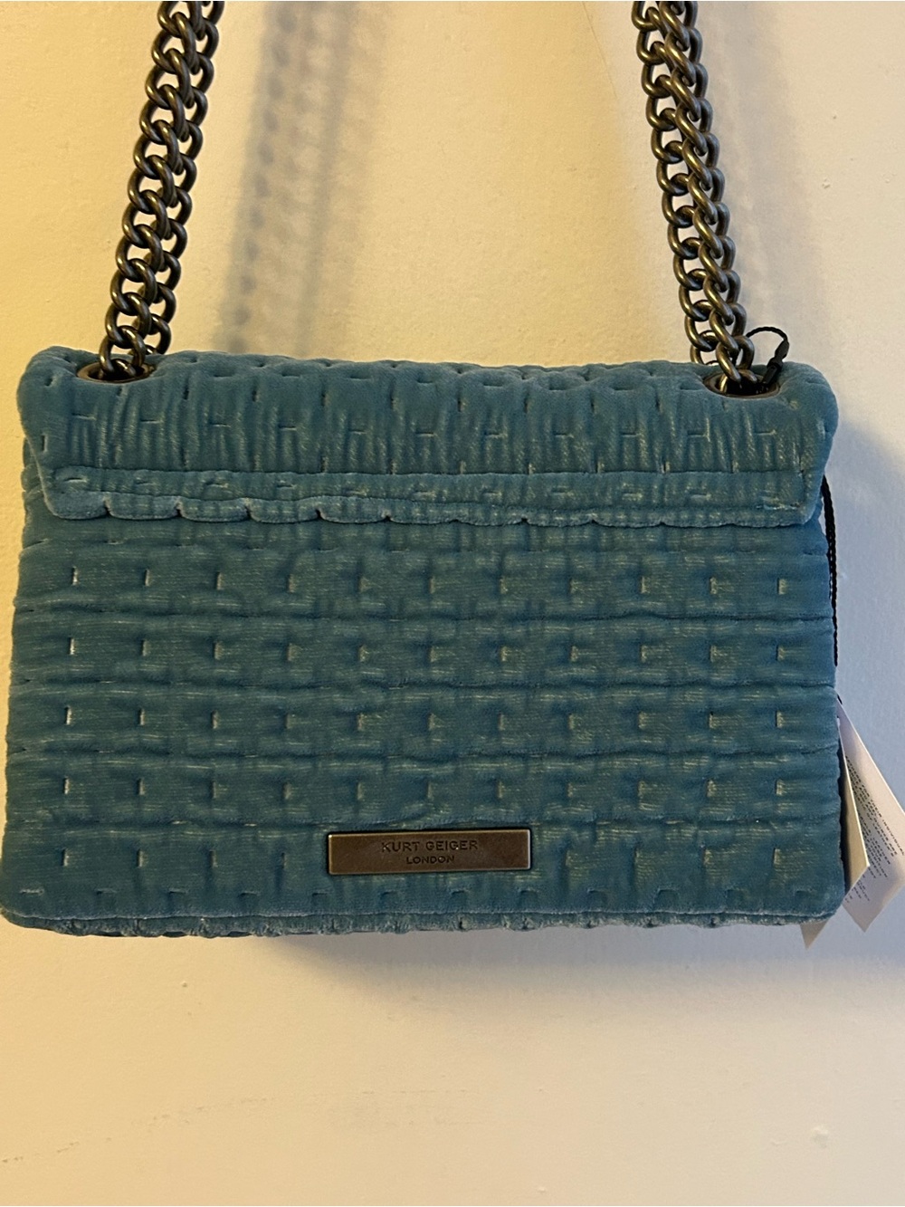 Kurt Geiger Blue Quilted Shoulder Bag with Crystal Embellishments - Picture 4 of 16